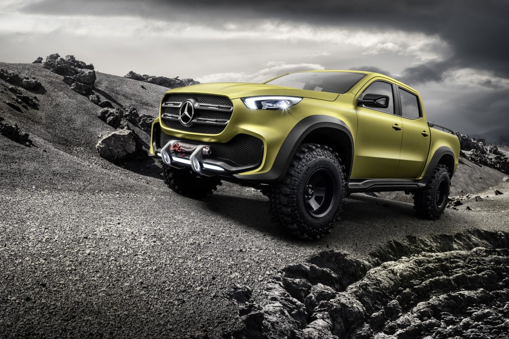 Mercedes-Benz Concept X-CLASS powerful adventurer – Exterieur, Lemonaxmetallic ; Mercedes-Benz Concept X-CLASS powerful adventurer – Exterior, Lemonax metallic;