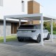 3d rendering of white modern house with concrete floor and lawn